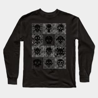 Dark Goth Skull Pattern Long Sleeve T-Shirt